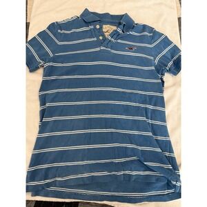 Hollister‎ Striped Rugby Polo Shirt Size L Surfer Henley Preppy Casual Y2K 90's